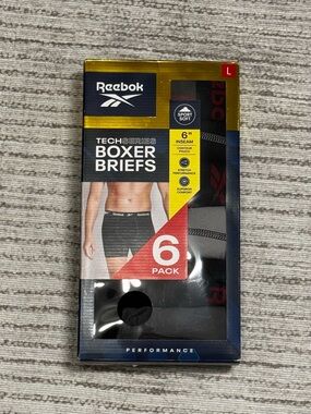 Reebok Boxer Briefs Large 6 Pack NWT Performance Underwear